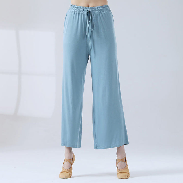 Buddha Stones Loose Modal Drawstring Wide Leg Pants For Yoga Dance - Blue - US12，UK/AU16，EU44 (3XL) - image 5