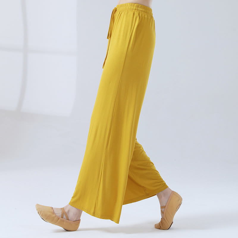 Buddha Stones Loose Modal Drawstring Wide Leg Pants For Yoga Dance - image 14