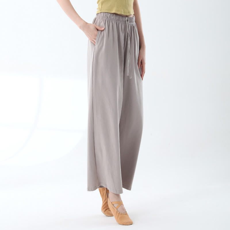 Buddha Stones Loose Cotton Drawstring Wide Leg Pants For Yoga Dance With Pockets - Light Apricot - US6，UK/AU10，EU38 (XL) - image 17