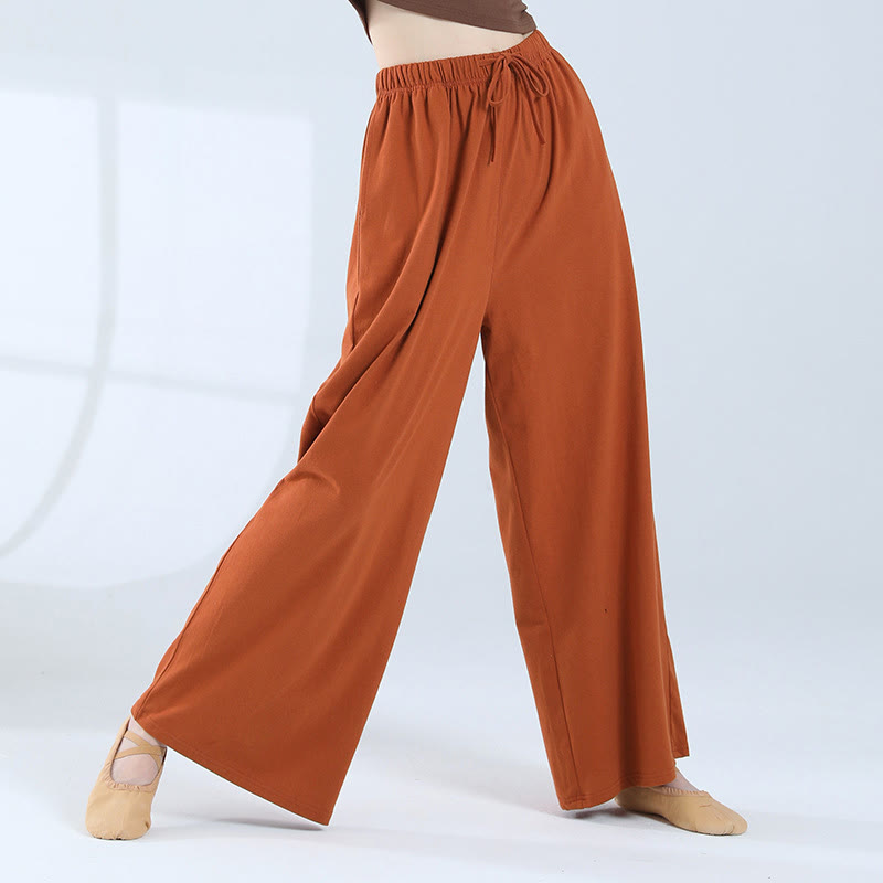 Buddha Stones Loose Cotton Drawstring Wide Leg Pants For Yoga Dance With Pockets - Red - US6，UK/AU10，EU38 (XL) - image 31