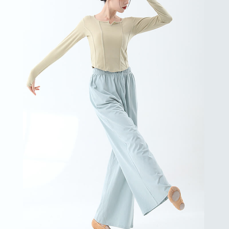 Buddha Stones Loose Cotton Drawstring Wide Leg Pants For Yoga Dance With Pockets - image 13