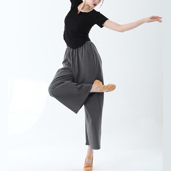 Buddha Stones Loose Cotton Drawstring Wide Leg Pants For Yoga Dance With Pockets - image 21