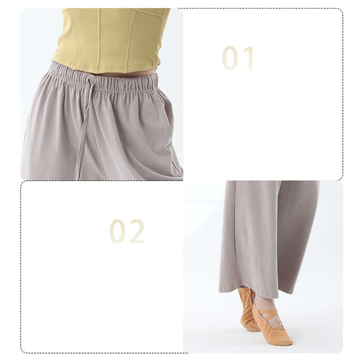 Buddha Stones Loose Cotton Drawstring Wide Leg Pants For Yoga Dance With Pockets - image 19