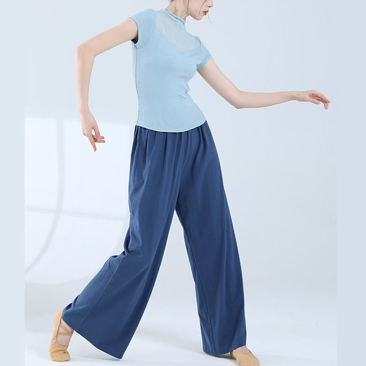 Buddha Stones Loose Cotton Drawstring Wide Leg Pants For Yoga Dance With Pockets - image 37