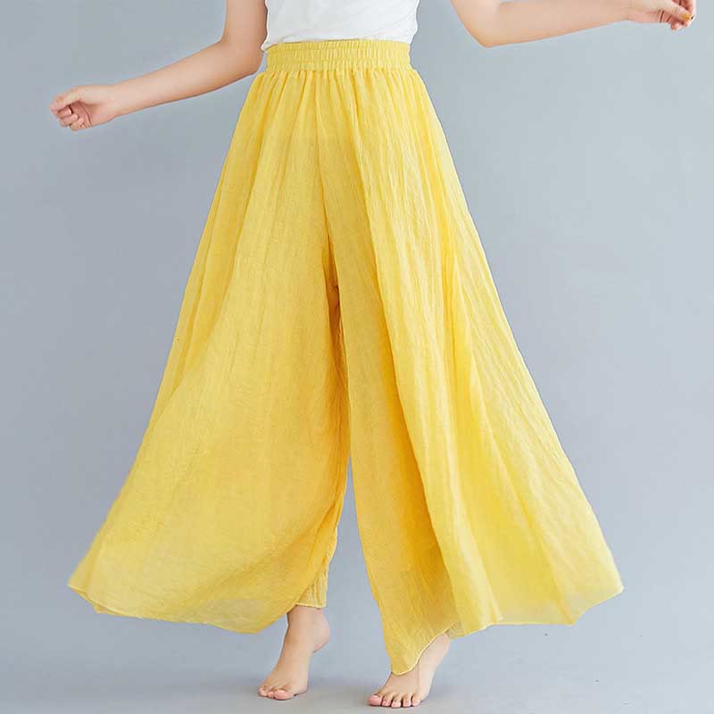 Buddha Stones Women Casual Loose Cotton Linen Wide Leg Pants For Yoga Dance - image 7