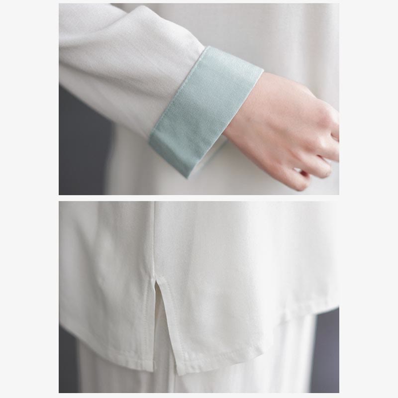 Buddha Stones 2Pcs Tang Suit Long Sleeve Shirt Top Pants Meditation Zen Tai Chi Cotton Linen Clothing Women's Set - image 12