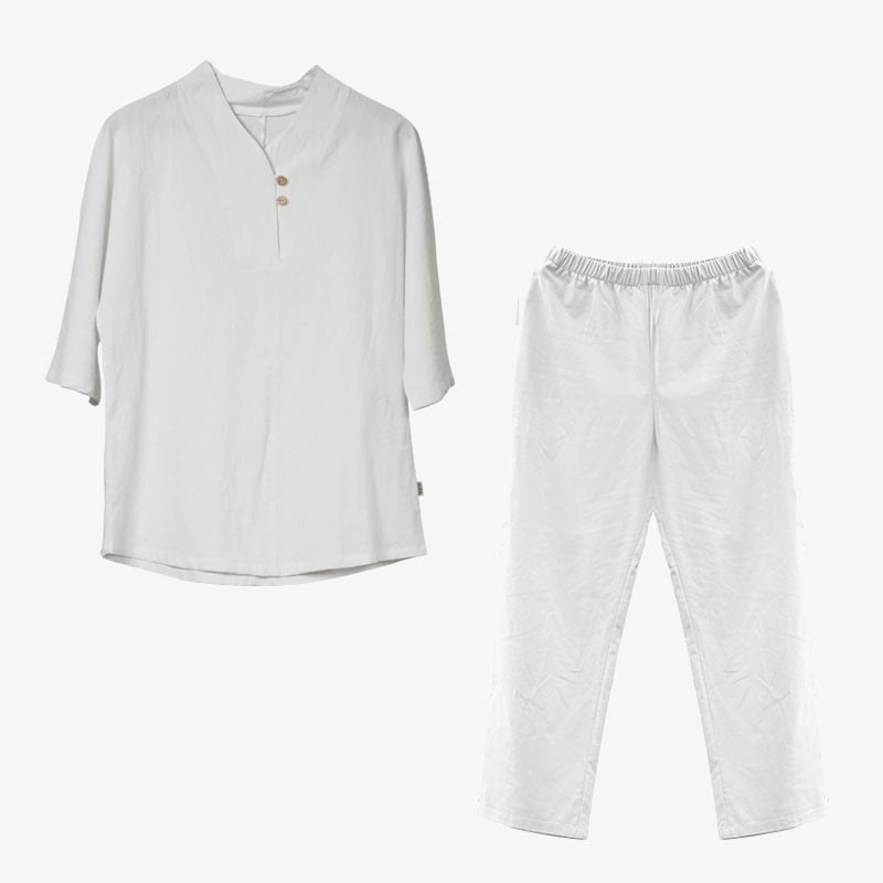 Buddha Stones 2Pcs Shirt Top Pants Meditation Zen Tai Chi Cotton Linen Clothing Women's Set - image 5