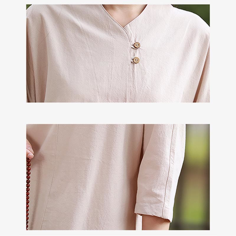 Buddha Stones 2Pcs Shirt Top Pants Meditation Zen Tai Chi Cotton Linen Clothing Women's Set - image 11