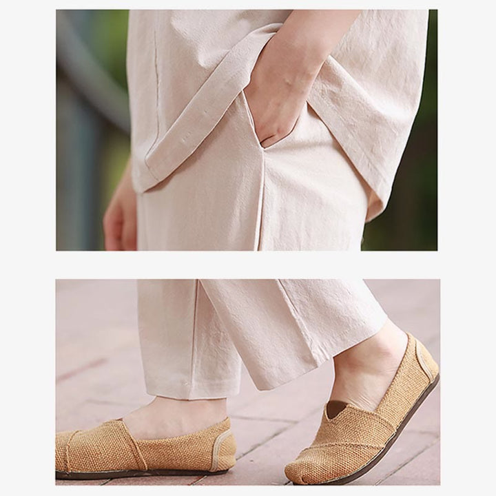 Buddha Stones 2Pcs Shirt Top Pants Meditation Zen Tai Chi Cotton Linen Clothing Women's Set - image 12