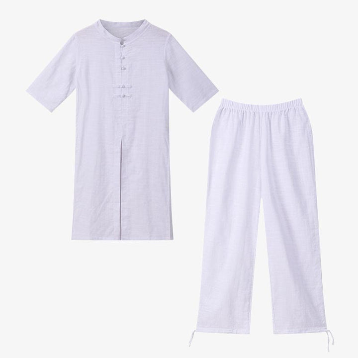Buddha Stones 2Pcs Half Sleeve Shirt Top Pants Meditation Zen Tai Chi Linen Clothing Women's Set - image 7