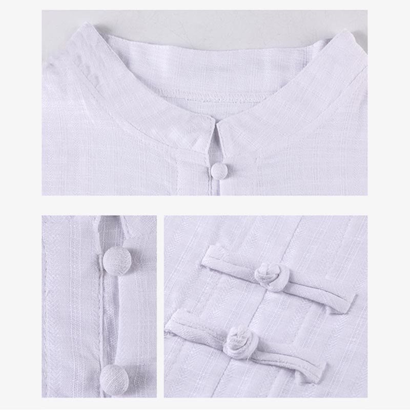 Buddha Stones 2Pcs Half Sleeve Shirt Top Pants Meditation Zen Tai Chi Linen Clothing Women's Set - image 8