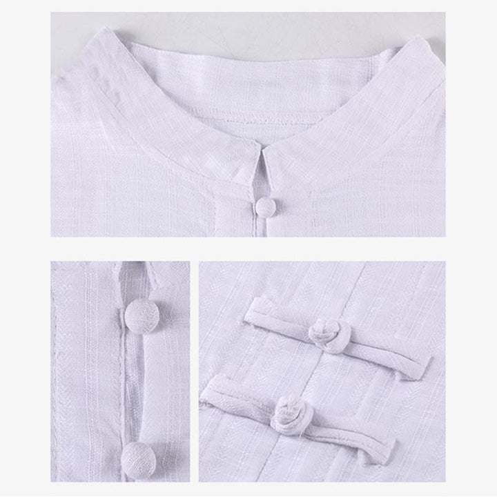Buddha Stones 2Pcs Half Sleeve Shirt Top Pants Meditation Zen Tai Chi Linen Clothing Women's Set - image 8