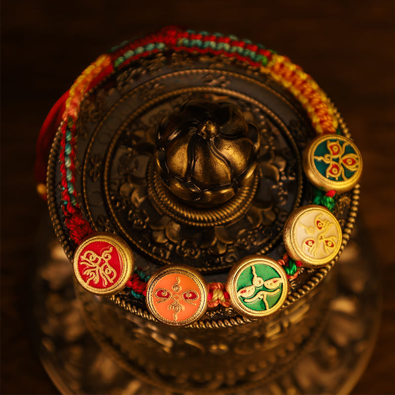 Buddha Stones Tibetan Five God Of Wealth Colorful Rope Braided Luck Bracelet - image 5