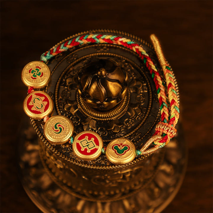 Buddha Stones Tibetan Five God Of Wealth Colorful Rope Braided Luck Bracelet - image 12