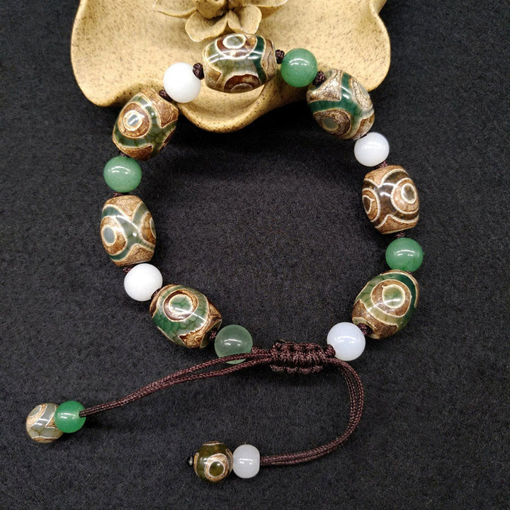 Buddha Stones Tibetan Three-eyed Dzi Bead Luck Protection Braided Bracelet - image 2