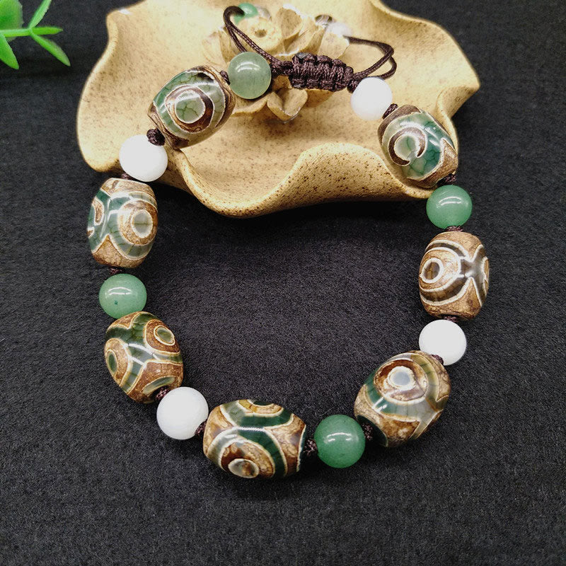Buddha Stones Tibetan Three-eyed Dzi Bead Luck Protection Braided Bracelet - image 3