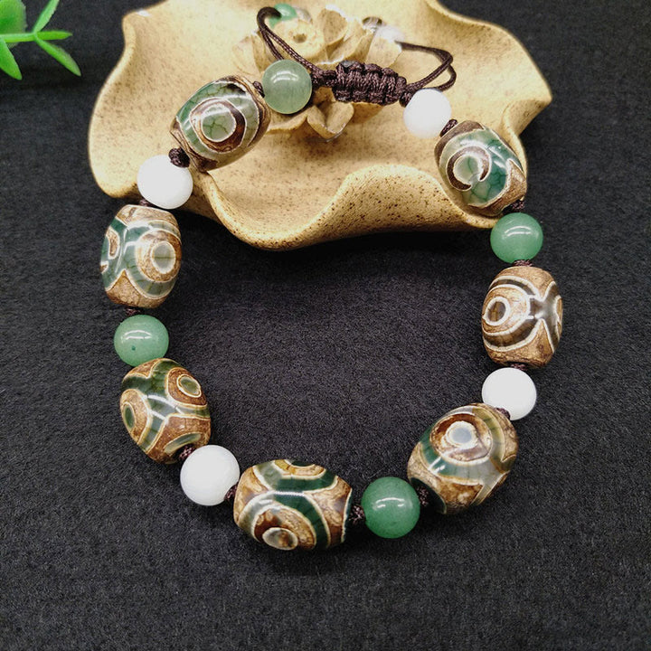 Buddha Stones Tibetan Three-eyed Dzi Bead Luck Protection Braided Bracelet - image 3