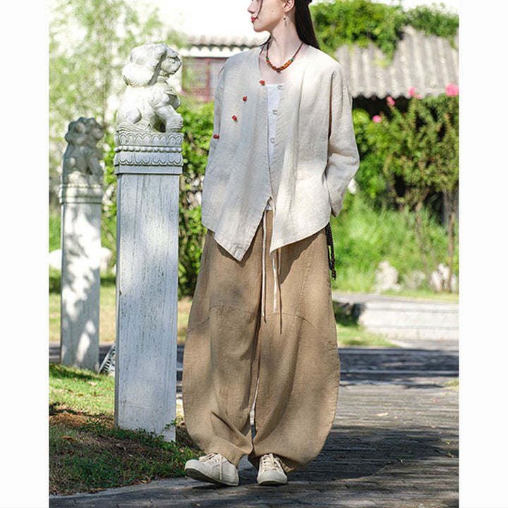 Buddha Stones Solid Color Ramie Linen Loose Blouse Long Sleeve Shirt Chinese Hanfu Top - image 7