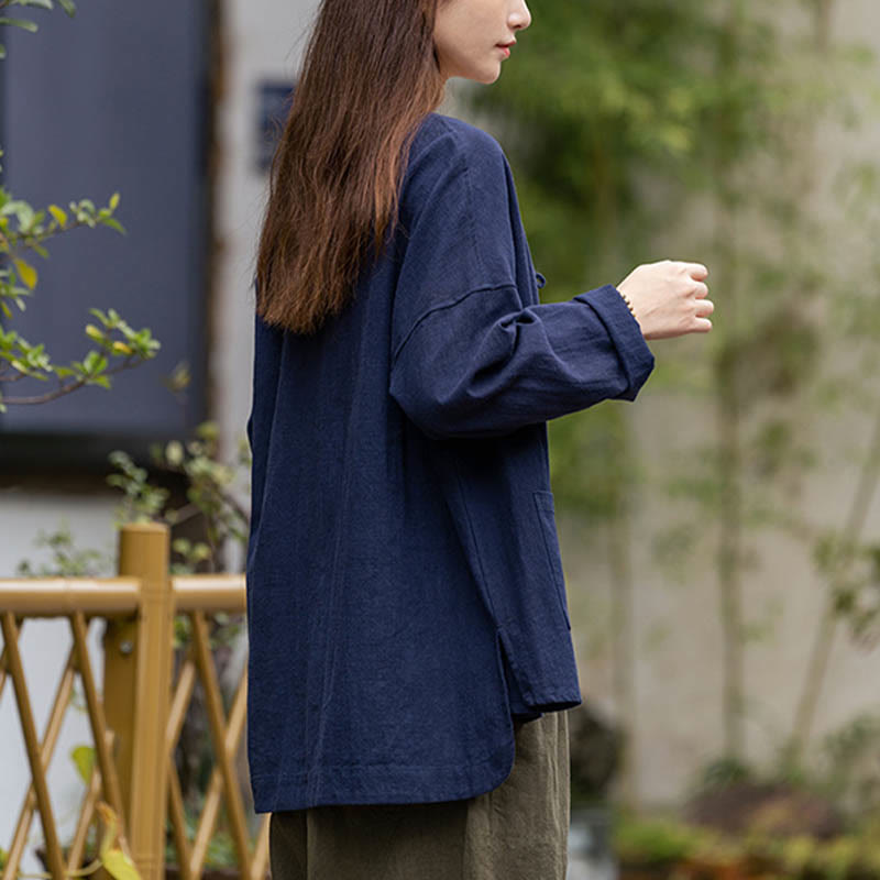 Buddha Stones Frog-Button Design Shirt Tai Chi Meditation Top Clothing Ramie Linen Jacket - image 11