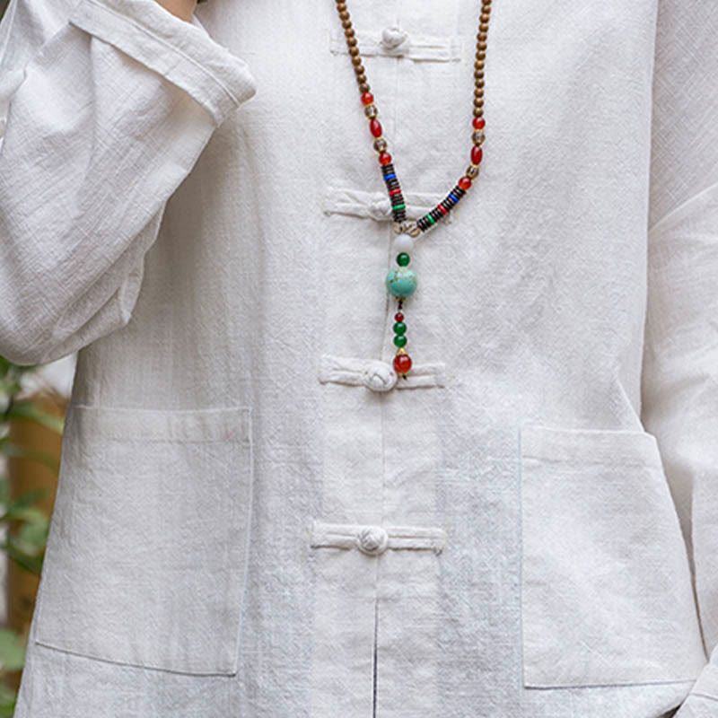 Buddha Stones Frog-Button Design Shirt Tai Chi Meditation Top Clothing Ramie Linen Jacket - image 6