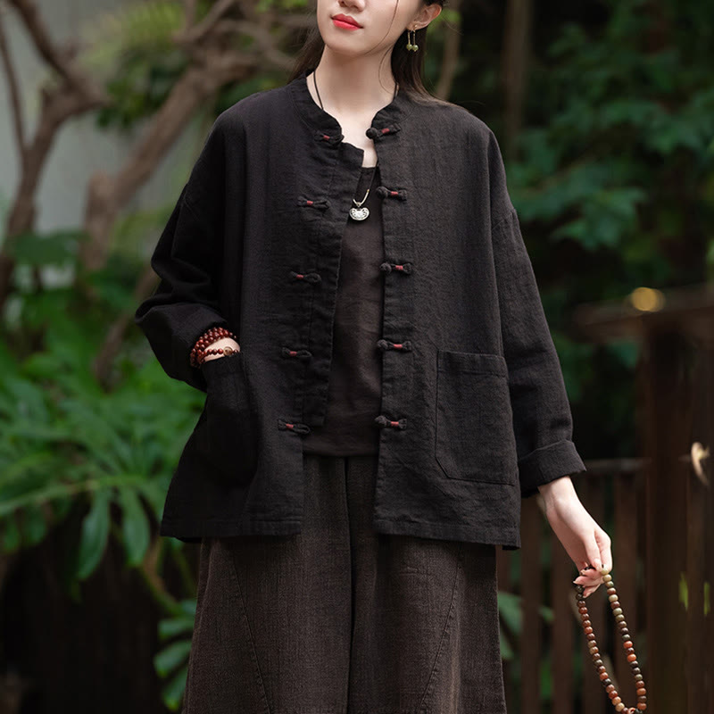 Buddha Stones Frog-Button Shirt Zen Meditation Top Clothing Cotton Linen Jacket - image 13