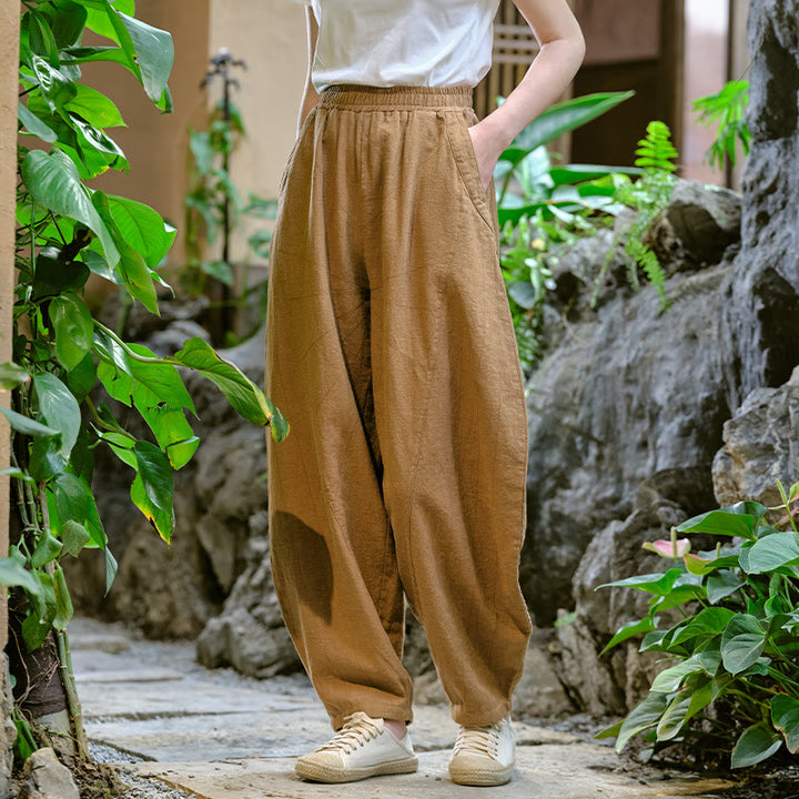 Buddha Stones Solid Color Loose Yoga Harem Pants With Pockets - Brown，US2-8/10，UK/AU6-12/14，EU34-40/42 (F) - image 41