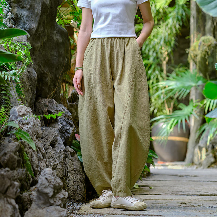 Buddha Stones Solid Color Loose Yoga Harem Pants With Pockets - image 3