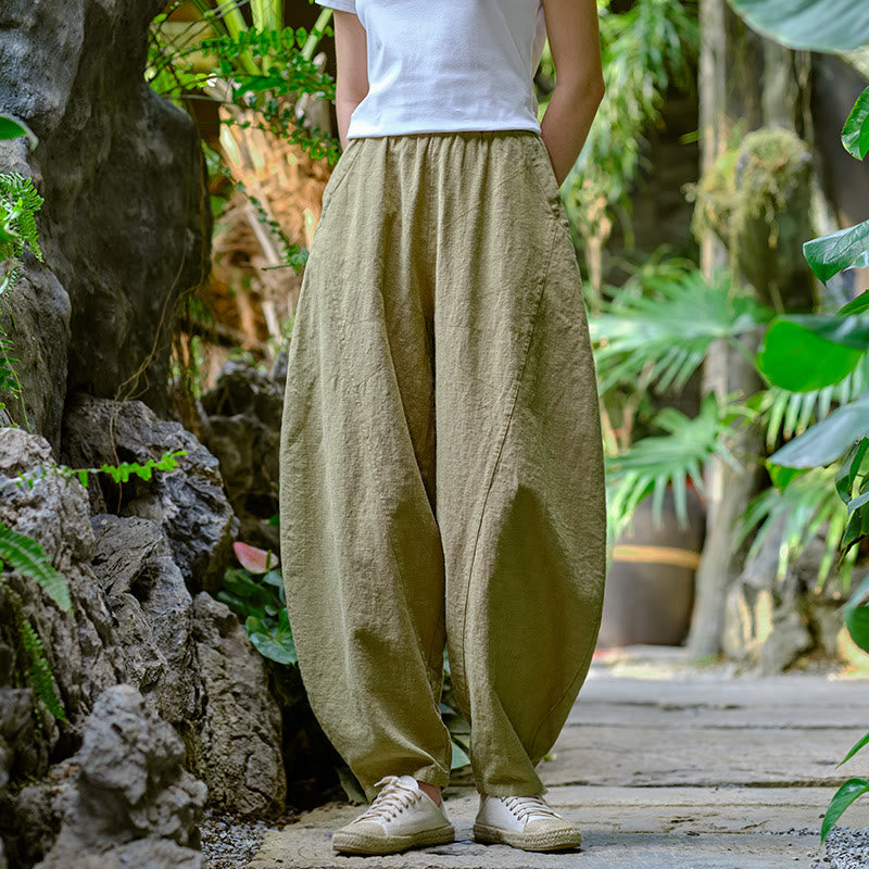 Buddha Stones Solid Color Loose Yoga Harem Pants With Pockets - image 5