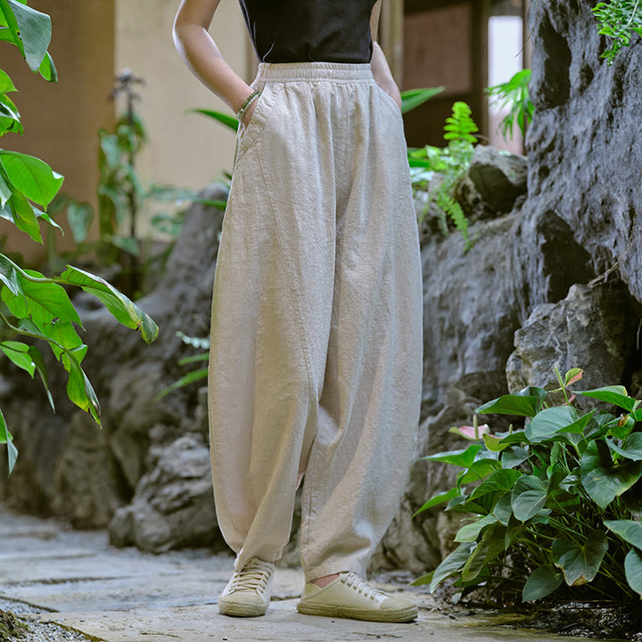 Buddha Stones Solid Color Loose Yoga Harem Pants With Pockets - image 10