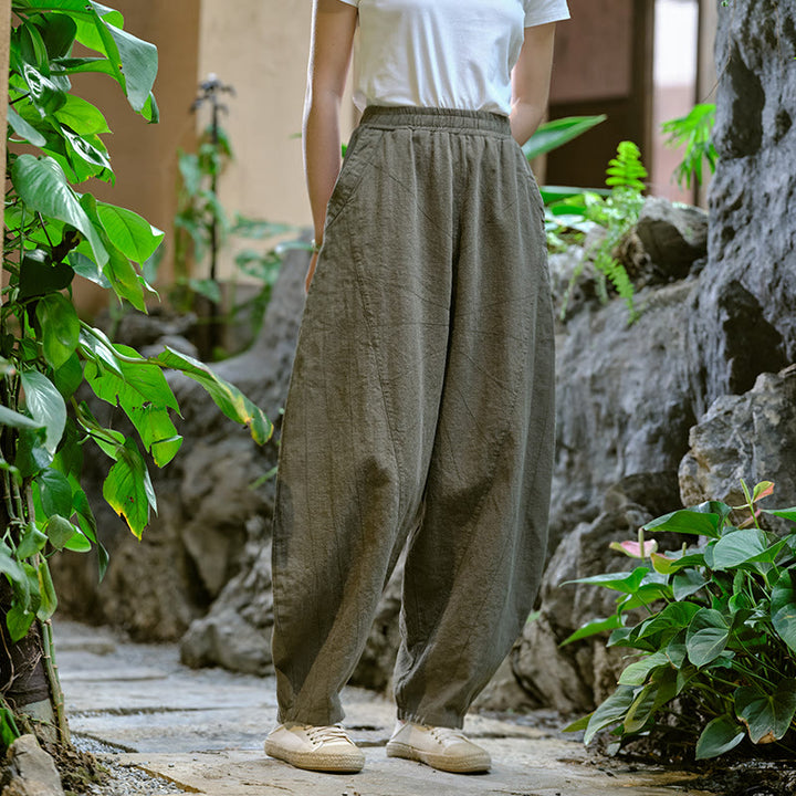 Buddha Stones Solid Color Loose Yoga Harem Pants With Pockets - image 31