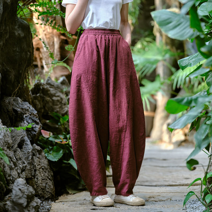 Buddha Stones Solid Color Loose Yoga Harem Pants With Pockets - image 38