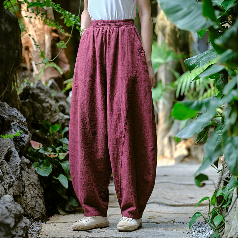Buddha Stones Solid Color Loose Yoga Harem Pants With Pockets - image 39