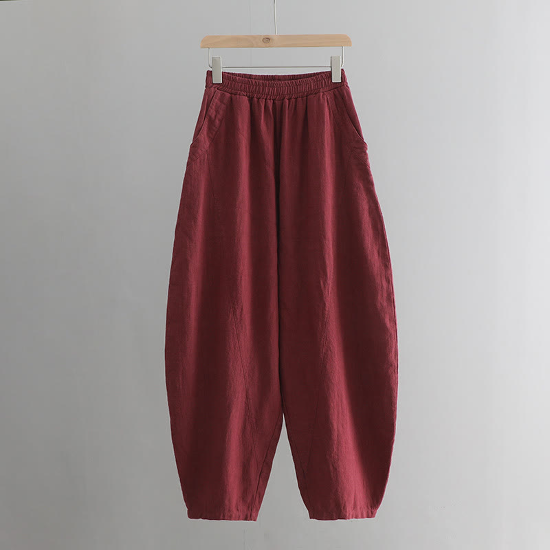 Buddha Stones Solid Color Loose Yoga Harem Pants With Pockets - image 40