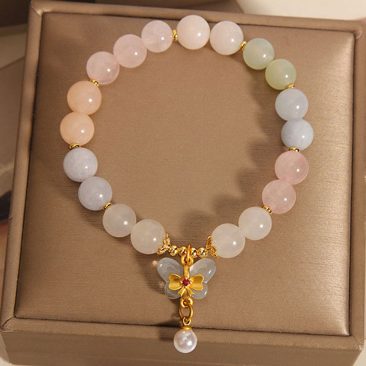 Buddha Stones Natural Morganite Confidence Butterfly Charm Bracelet - image 4