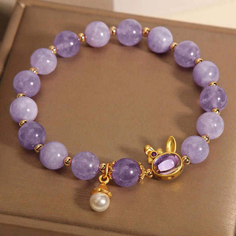 Buddha Stones Natural Purple Quartzite Rabbit Happiness Bracelet - image 1