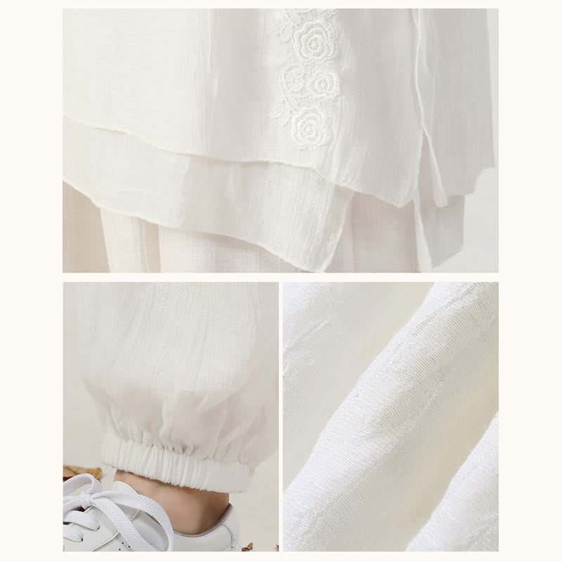 Buddha Stones 2Pcs Long Sleeve Frog-Button Meditation Prayer Zen Practice Tai Chi Uniform Clothing Women's Set - image 9