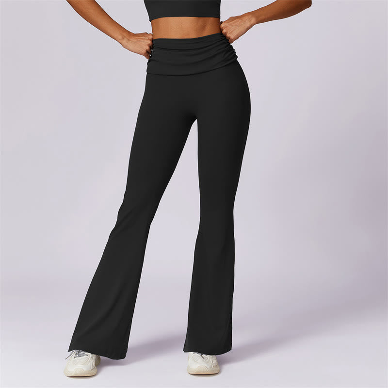 Buddha Stones Sleeveless Backless Strap Tank Top Bra Flared Pants Sports Fitness Yoga - Black - Pants - US8-10，UK/AU12-14，EU40-42 (XL) - image 34