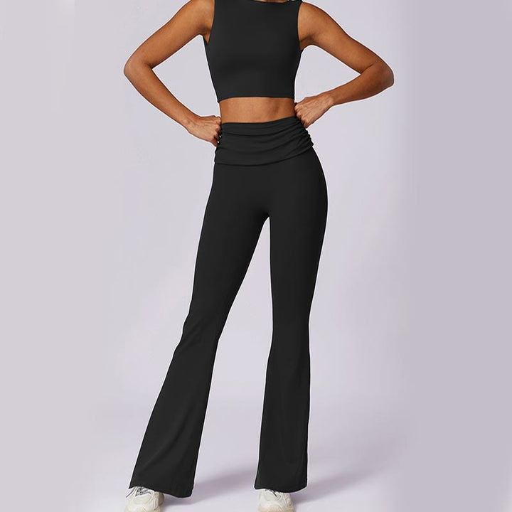 Buddha Stones Sleeveless Backless Strap Tank Top Bra Flared Pants Sports Fitness Yoga - image 38