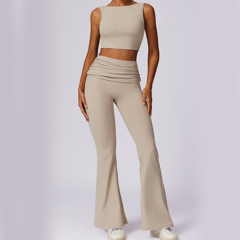 Buddha Stones Sleeveless Backless Strap Tank Top Bra Flared Pants Sports Fitness Yoga - image 62