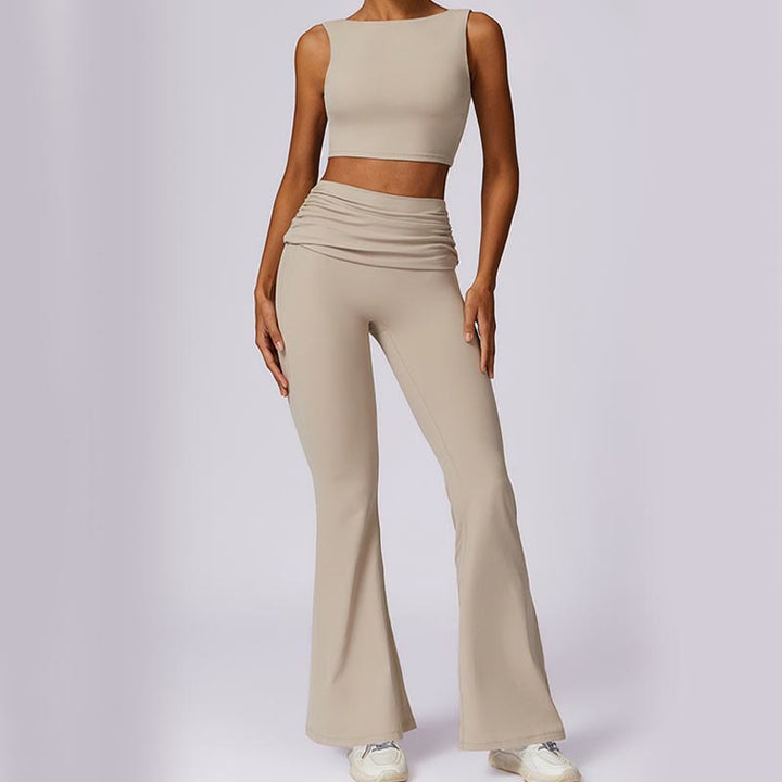 Buddha Stones Sleeveless Backless Strap Tank Top Bra Flared Pants Sports Fitness Yoga - image 62