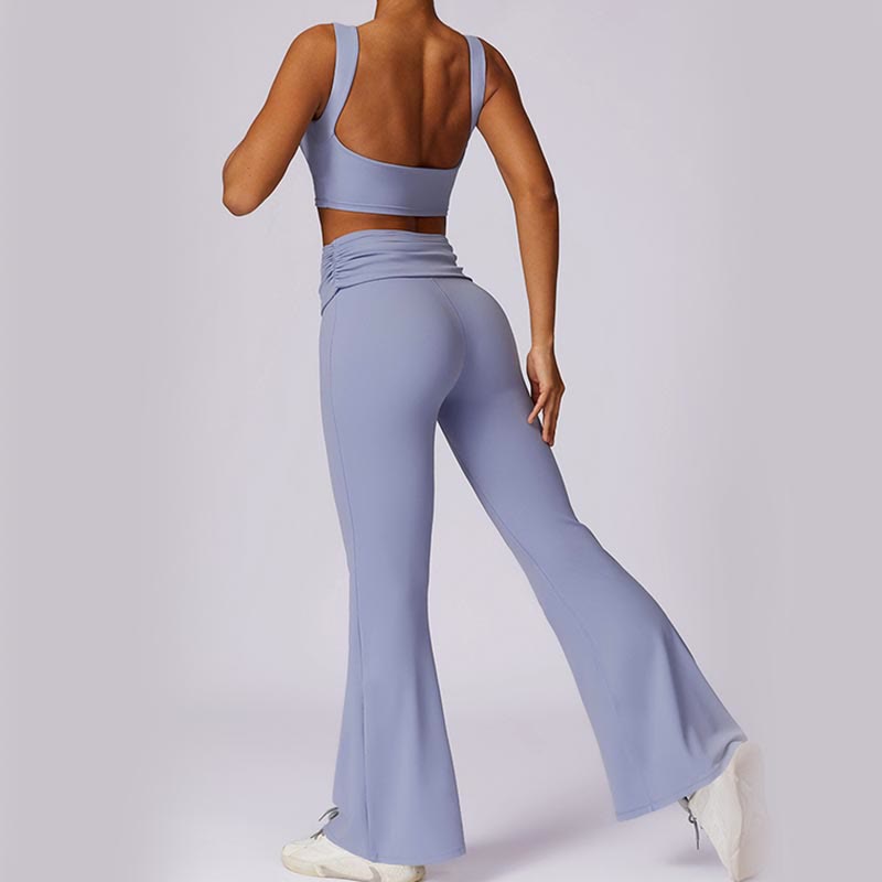 Buddha Stones Sleeveless Backless Strap Tank Top Bra Flared Pants Sports Fitness Yoga - image 23