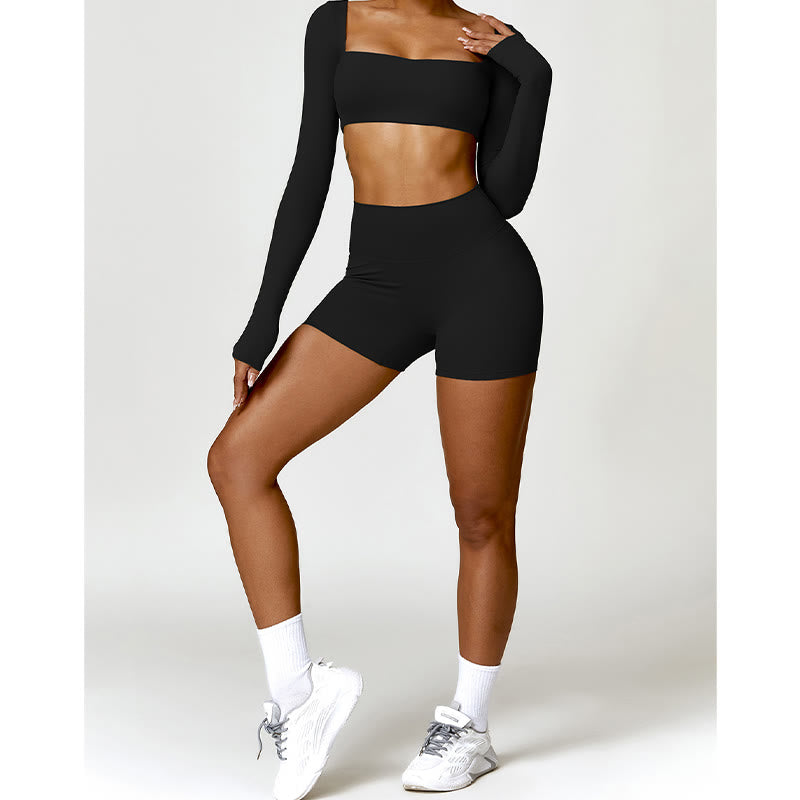 Buddha Stones Gym Sports Yoga Backless Bra Crop Tank Top Shorts - image 7