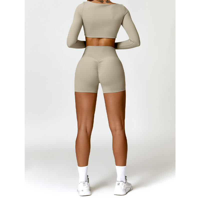 Buddha Stones Gym Sports Yoga Backless Bra Crop Tank Top Shorts - image 49