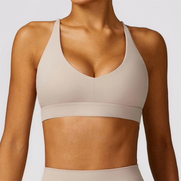 Buddha Stones Gym Sports Yoga Backless Bra Crop Tank Top Breathable Shorts - Beige - Top - US8-10，UK/AU12-14，EU40-42 (XL) - image 27