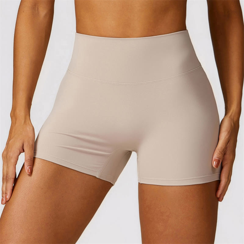 Buddha Stones Gym Sports Yoga Backless Bra Crop Tank Top Breathable Shorts - Beige - Shorts - US8-10，UK/AU12-14，EU40-42 (XL) - image 13
