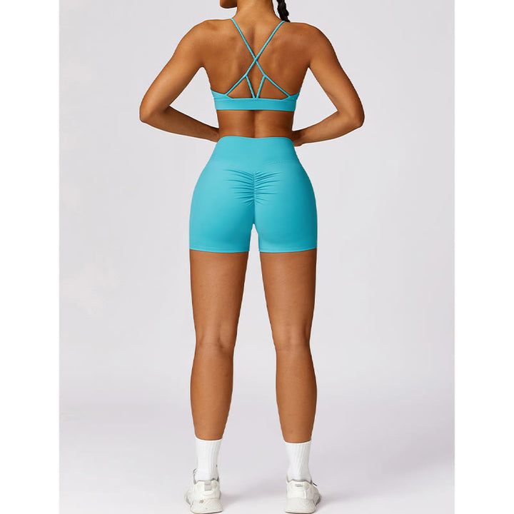 Buddha Stones Gym Sports Yoga Backless Bra Crop Tank Top Breathable Shorts - image 12