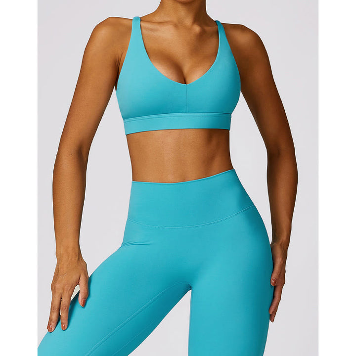 Buddha Stones Gym Sports Yoga Backless Bra Crop Tank Top Breathable Shorts - image 9