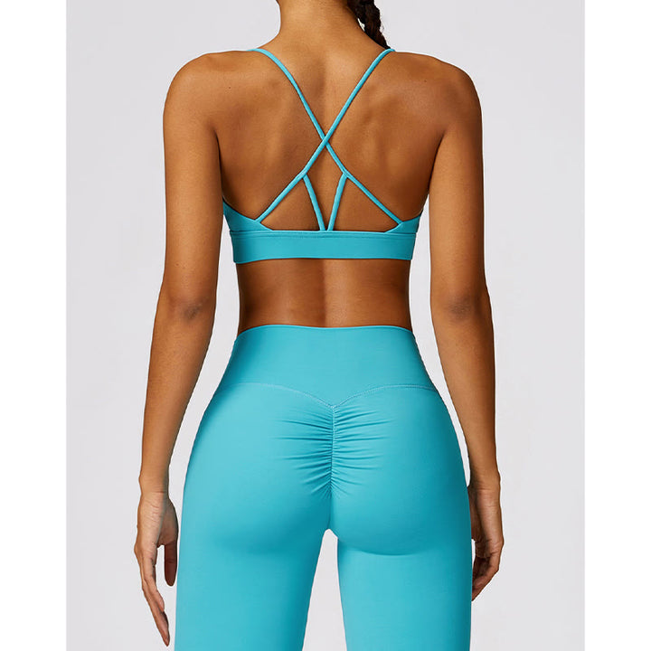 Buddha Stones Gym Sports Yoga Backless Bra Crop Tank Top Breathable Shorts - image 7