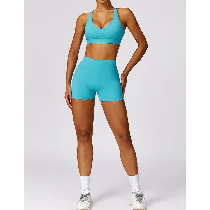 Buddha Stones Gym Sports Yoga Backless Bra Crop Tank Top Breathable Shorts - image 11