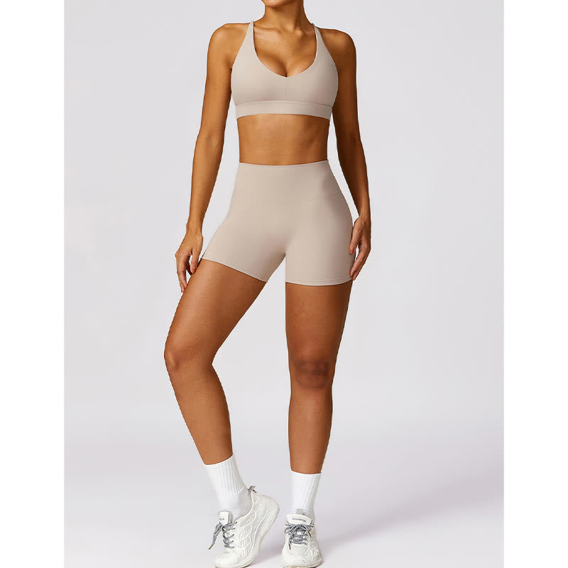 Buddha Stones Gym Sports Yoga Backless Bra Crop Tank Top Breathable Shorts - image 31